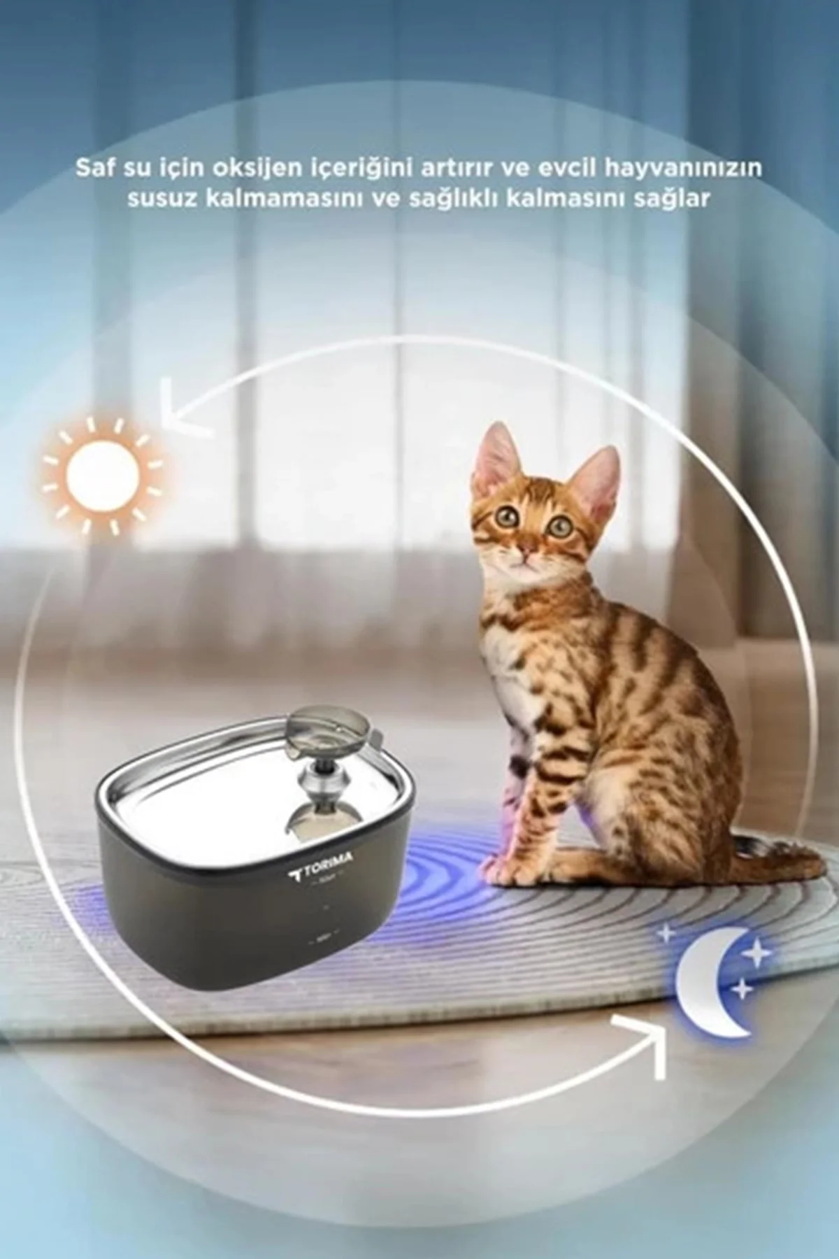 Otomatik Filtreli Kedi Köpek Su Pınarı Su Çeşmesi Ultra Sessiz Su Şelalesi 2.5Lt görsel 4