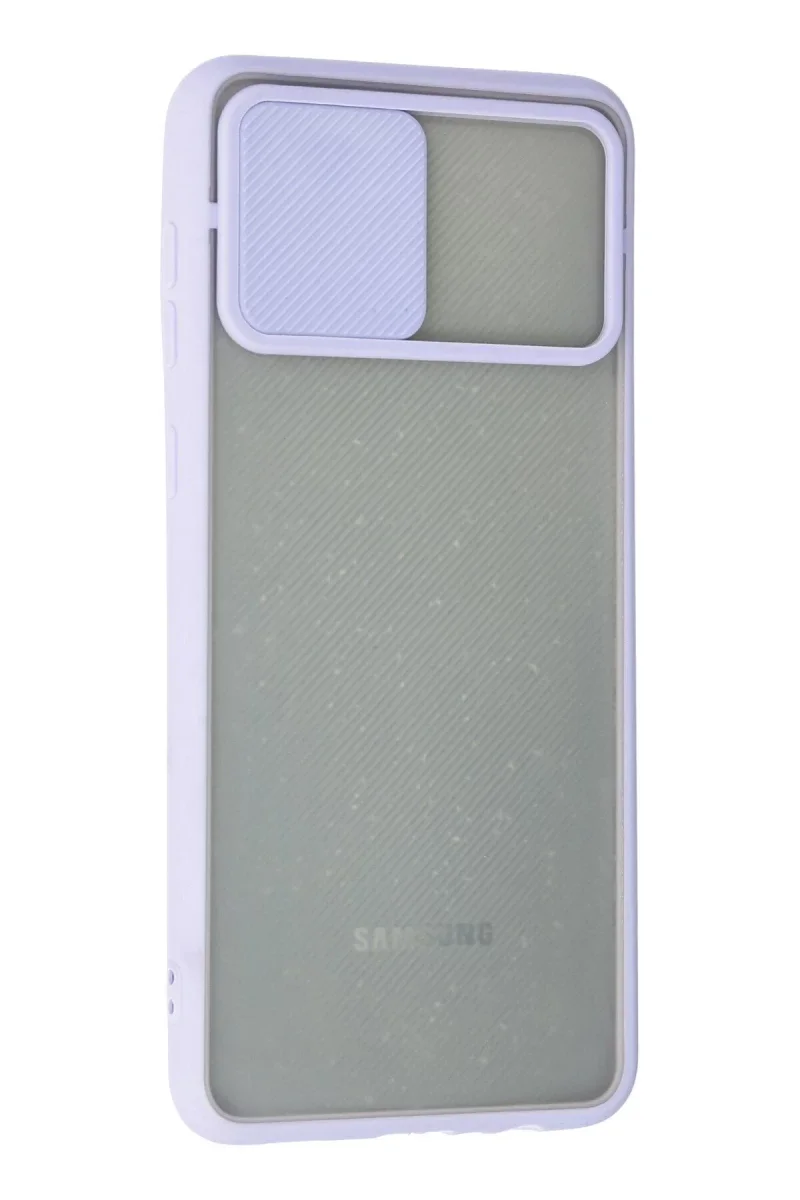 Samsung Galaxy A02 Kılıf Palm Buzlu Kamera Sürgülü Silikon - Lila görsel 3