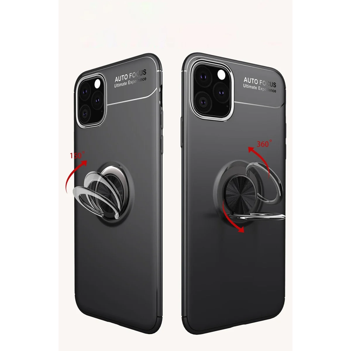 Apple İphone 11 Pro Max Kılıf Range Yüzüklü Silikon - Siyah-kırmızı görsel 2