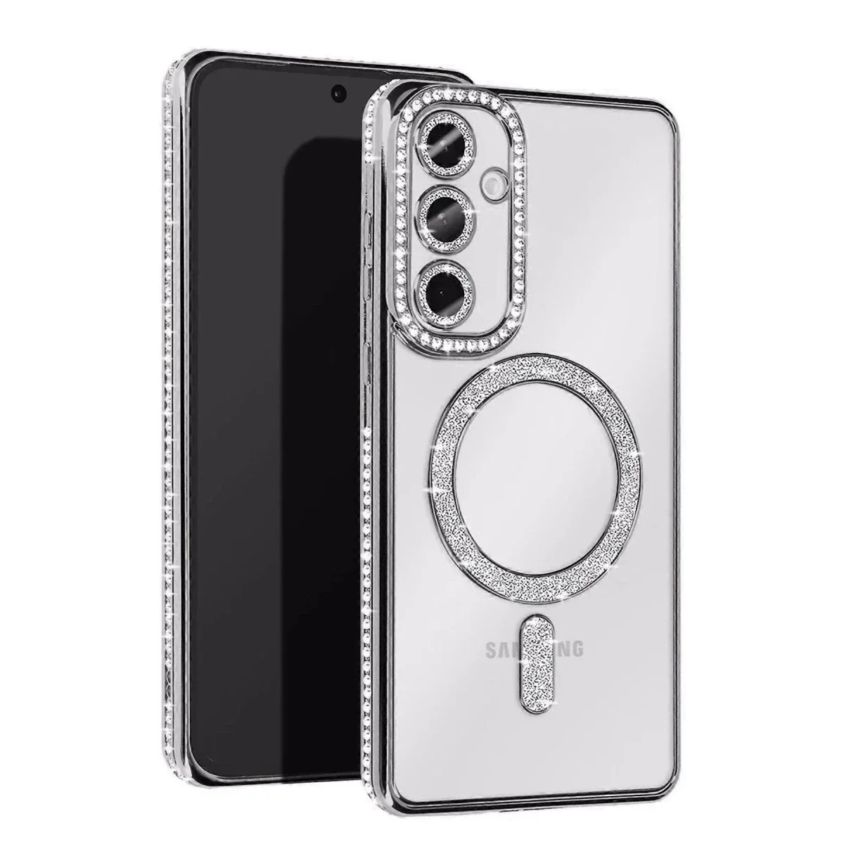 Samsung Galaxy A17 5G Joke Simli Magneticsafe Kılıf - Gümüş