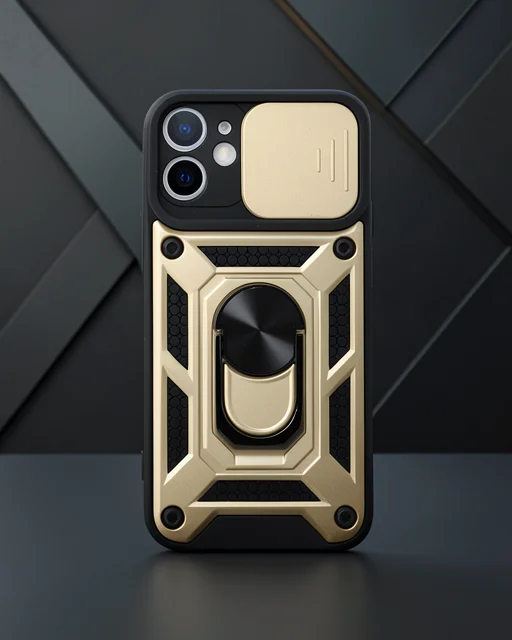 Apple İphone 11 Kılıf Pars Lens Yüzüklü Silikon - Gold
