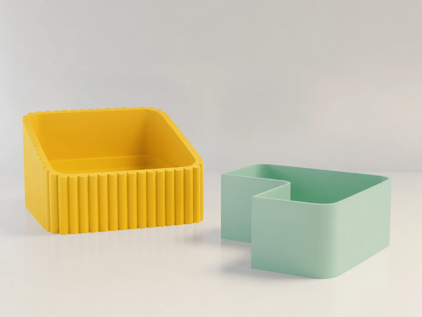 3D Baskı Fıstık Kasesi - Çift Hazneli Kabuk Ayırıcı Sunum Kasesi - Sarı Mint görsel 2