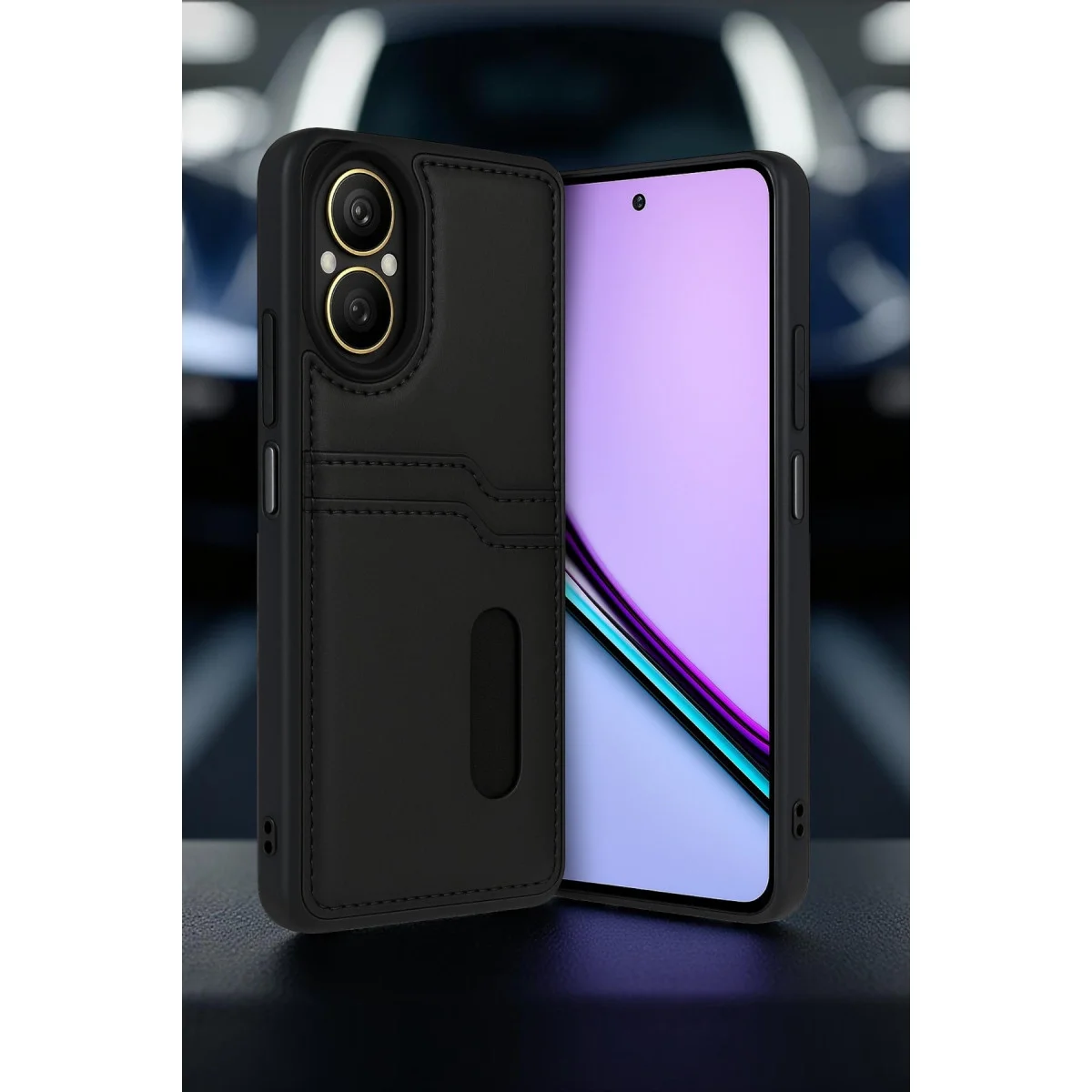 Realme 12 Lite Kılıf Sara Kartvizitli Deri Kılıf - Koyu Yeşil görsel 2