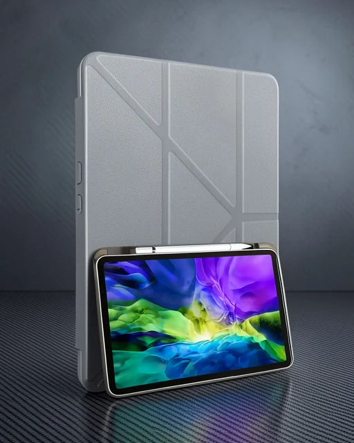 Apple İpad 10.2 (8.nesil) Kılıf Kalemlikli Mars Tablet Kılıfı - Koyu Gri