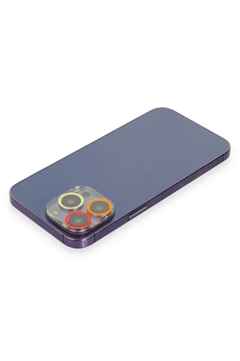 Apple iPhone 12 Pro Max Renkli Kamera Lens Koruma Cam - Turuncu-Kırmızı görsel 2