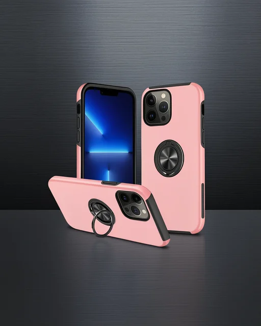 Apple İphone 13 Pro Max Kılıf Elit Yüzüklü Kapak - Pembe