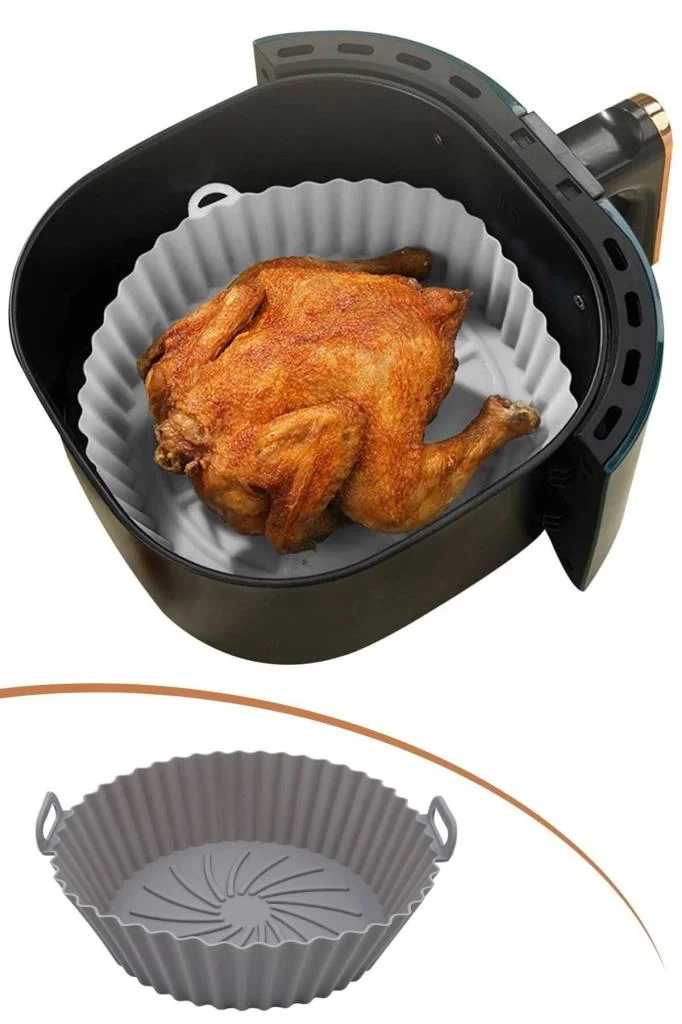 Renkli Isıya Dayanıklı Yıkanılabilir Silikon Fırın Ve Airfryer Yuvarlak Model Pişirme Matı 20 Cm görsel 4