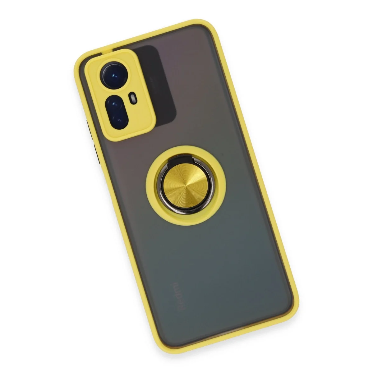 Xiao Red Note 12s Kılıf Montreal Yüzüklü Silikon Kapak - Sarı görsel 4