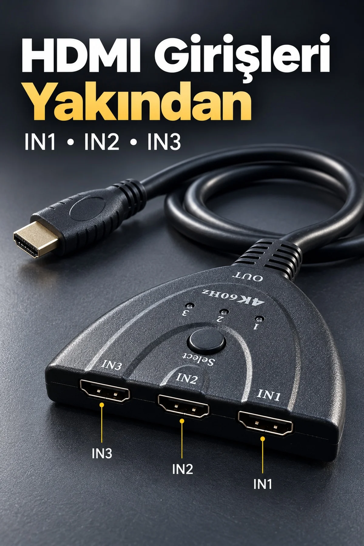 HDMI Kaynak Seçici Kablolu Çıkış ve Seçim Düğmesi