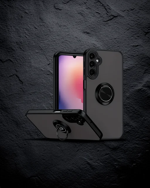 Samsung Galaxy A36 Kılıf Montreal Yüzüklü Silikon Kapak - Siyah