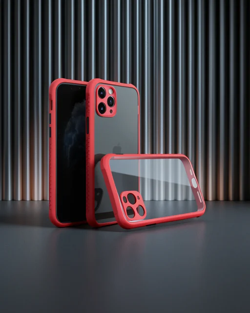 Apple İphone 11 Pro Max Kılıf Miami Şeffaf Silikon - Kırmızı