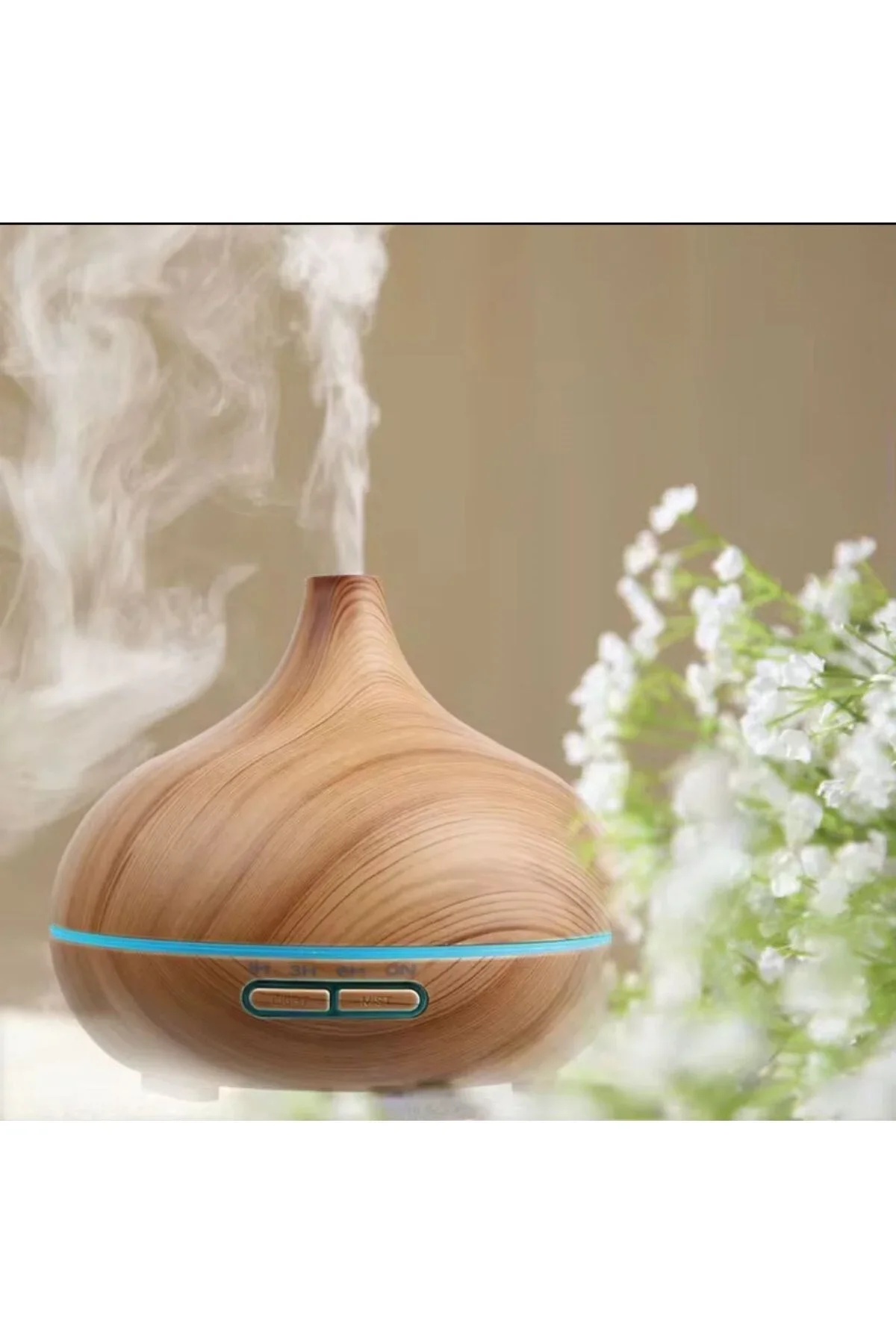 Aroma Difüzör Gece Işığı 7 Led Nemlendirici Kumandalı 550 ml Buhar Makinesi görsel 2