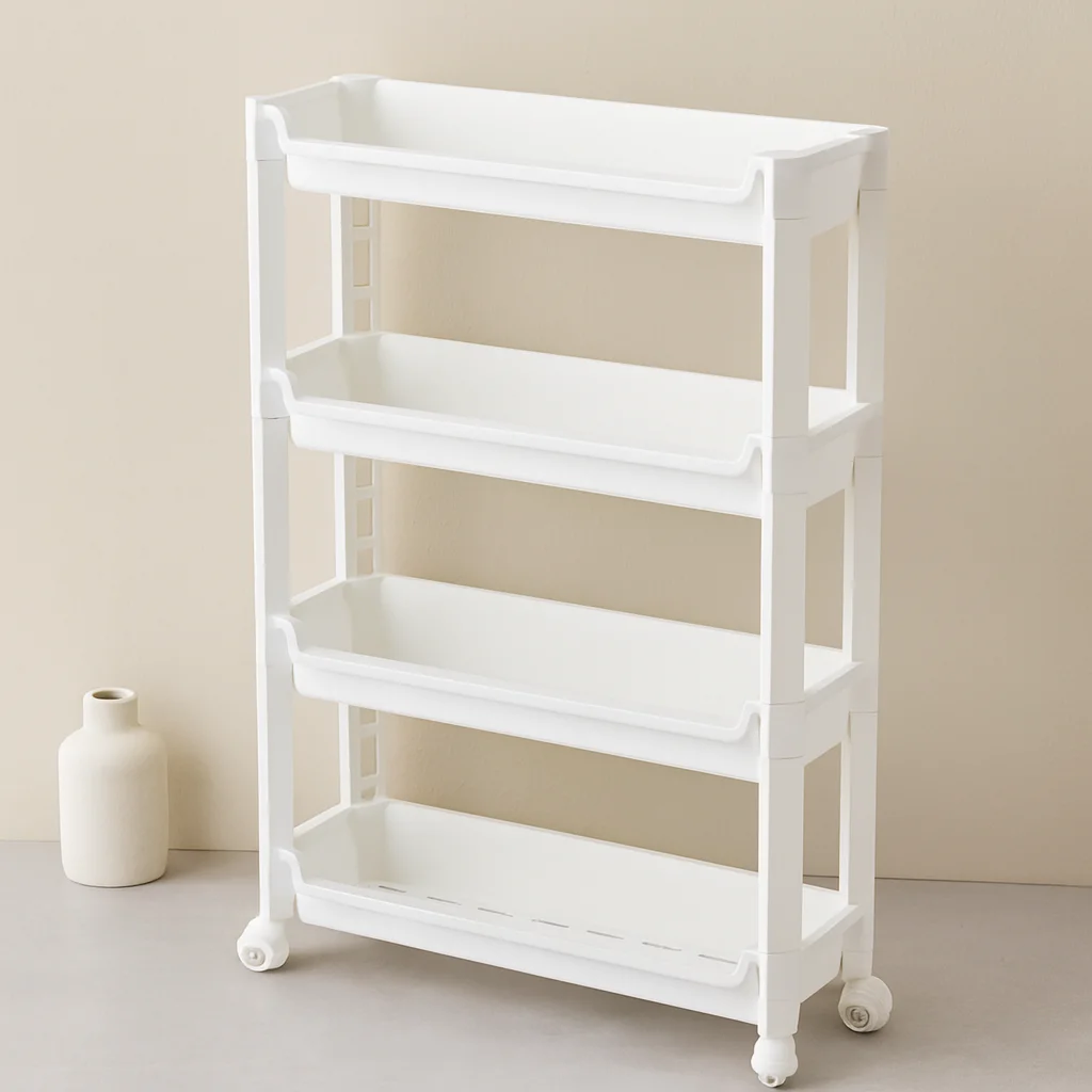 4 Katlı Tekerlekli Sepet Organizer Raf 465x145x670mm