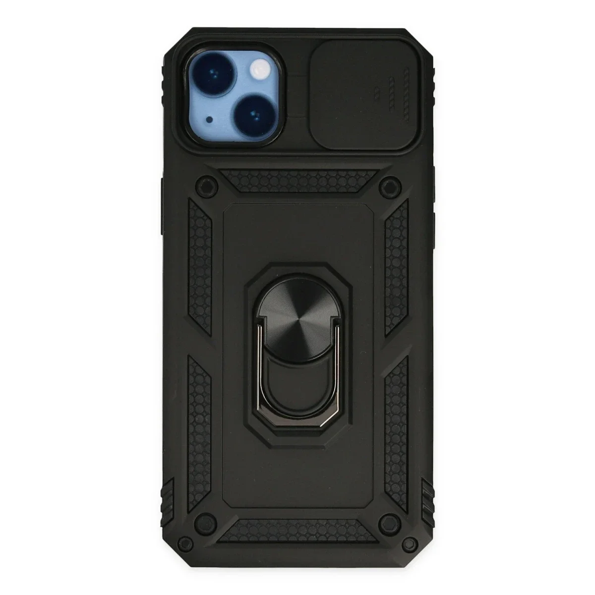 Apple iPhone 14 Plus Kılıf Pars Lens Yüzüklü Silikon - Siyah