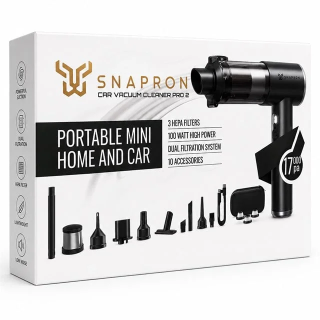 Snapron SNV-3001 100W 17000PA Şarjlı ni Araç ve Ev Süpürgesi + EVA Taşıma Çantalı Çok Fonksiyonlu Set görsel 4