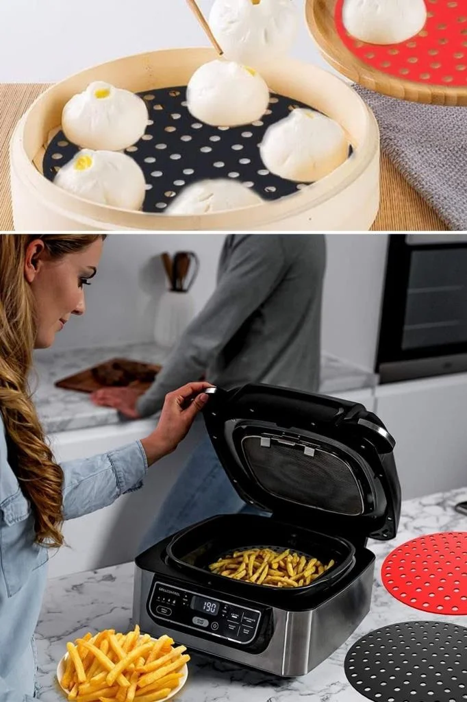 Renkli Isıya Dayanıklı Yıkanılabilir Silikon Fırın Ve Airfryer Yuvarlak Pişirme Matı 20 Cm (adet fiyatıdır) görsel 3