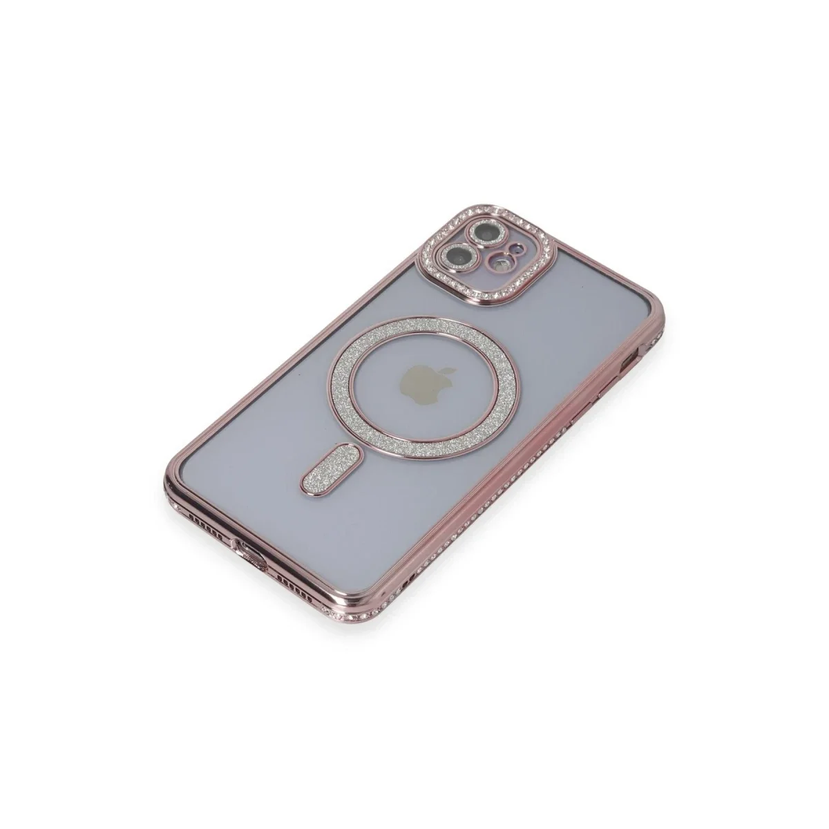 Apple iPhone 11 Kılıf Joke Simli Magneticsafe Kılıf - Pembe görsel 3