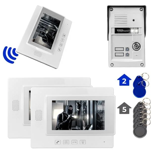 37T2 2 Daire 7’’ NFC Destekli Görüntülü Kapı Zili Interkom Akıllı Ev Güvenliği Siste görsel 4