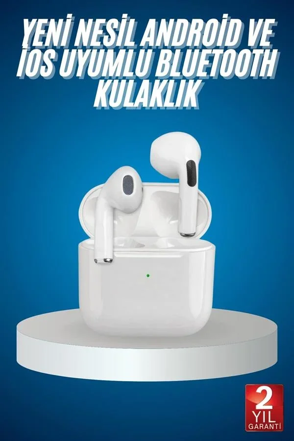 Bluetooth Kulaklık Beyaz Çağrı Cevaplama Dokunmatik Kontrol Kablosuz görsel 2