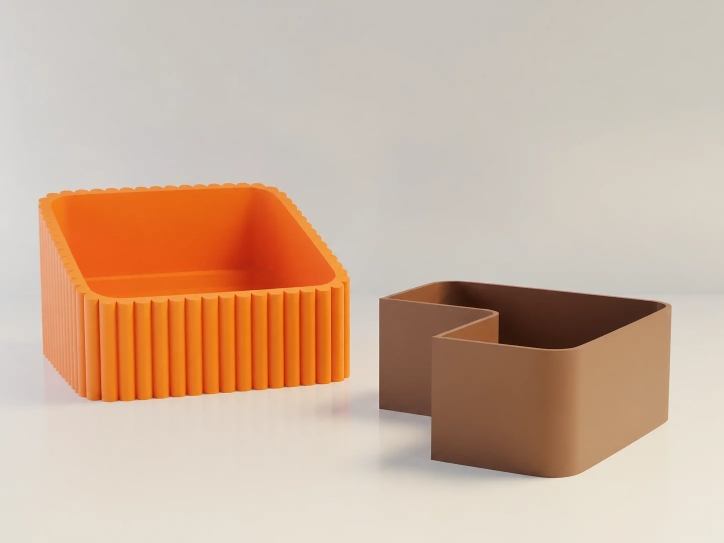 3D Baskı Fıstık Kasesi - Çift Hazneli Kabuk Ayırıcı Sunum Kasesi - Turuncu Kahverengi görsel 2