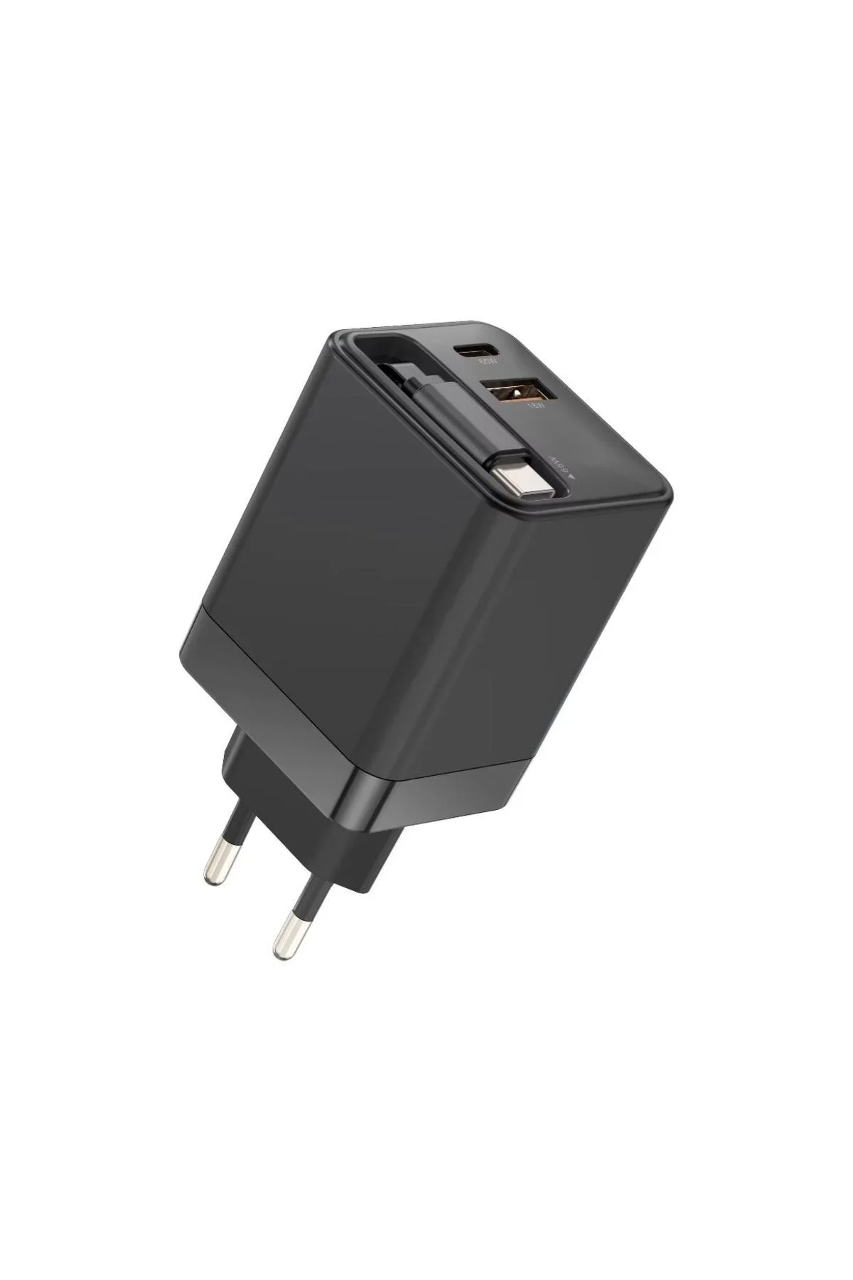 65W Süper Hızlı Şarj Cihazı | Dahili Type-C Kablo | USB-C & USB-A Çıkış | Çoklu Cihaz Desteği görsel 4
