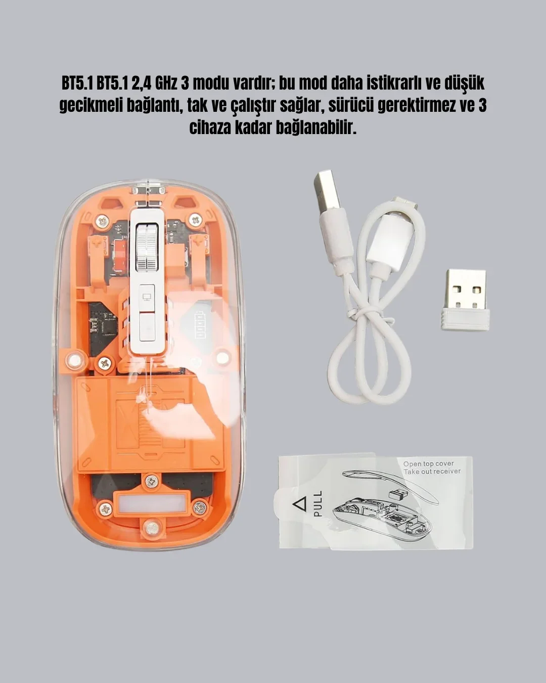 Hafif ve Taşınabilir Fare – 43 Gram, Otomatik Uyku Modlu görsel 2