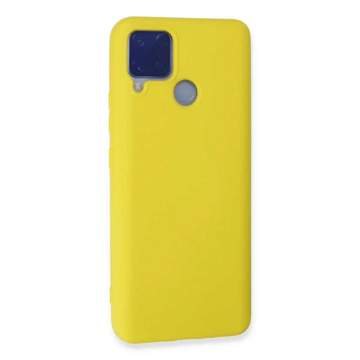 Realme C15 Kılıf Nano İçi Kadife Silikon - Sarı görsel 3