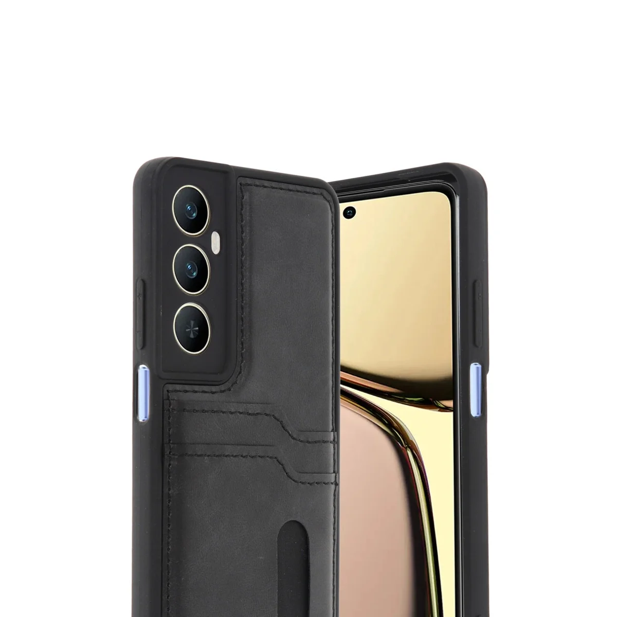 Realme C65 Sara Kartvizitli Deri Kılıf - Siyah görsel 2
