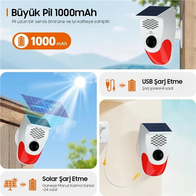PM-26240 Solar Sesli Işıklı Alarm Siste görsel 3