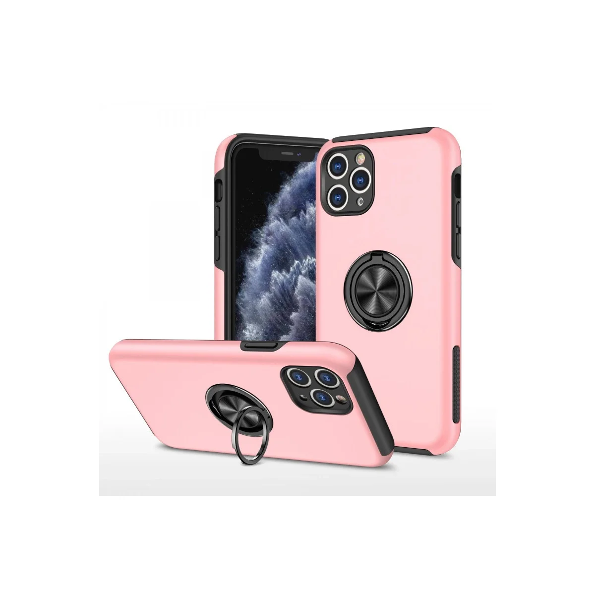 Apple İphone 11 Pro Max Kılıf Elit Yüzüklü Kapak - Pembe