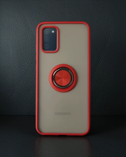 Samsung Galaxy A02s Kılıf Montreal Yüzüklü Silikon Kapak - Kırmızı