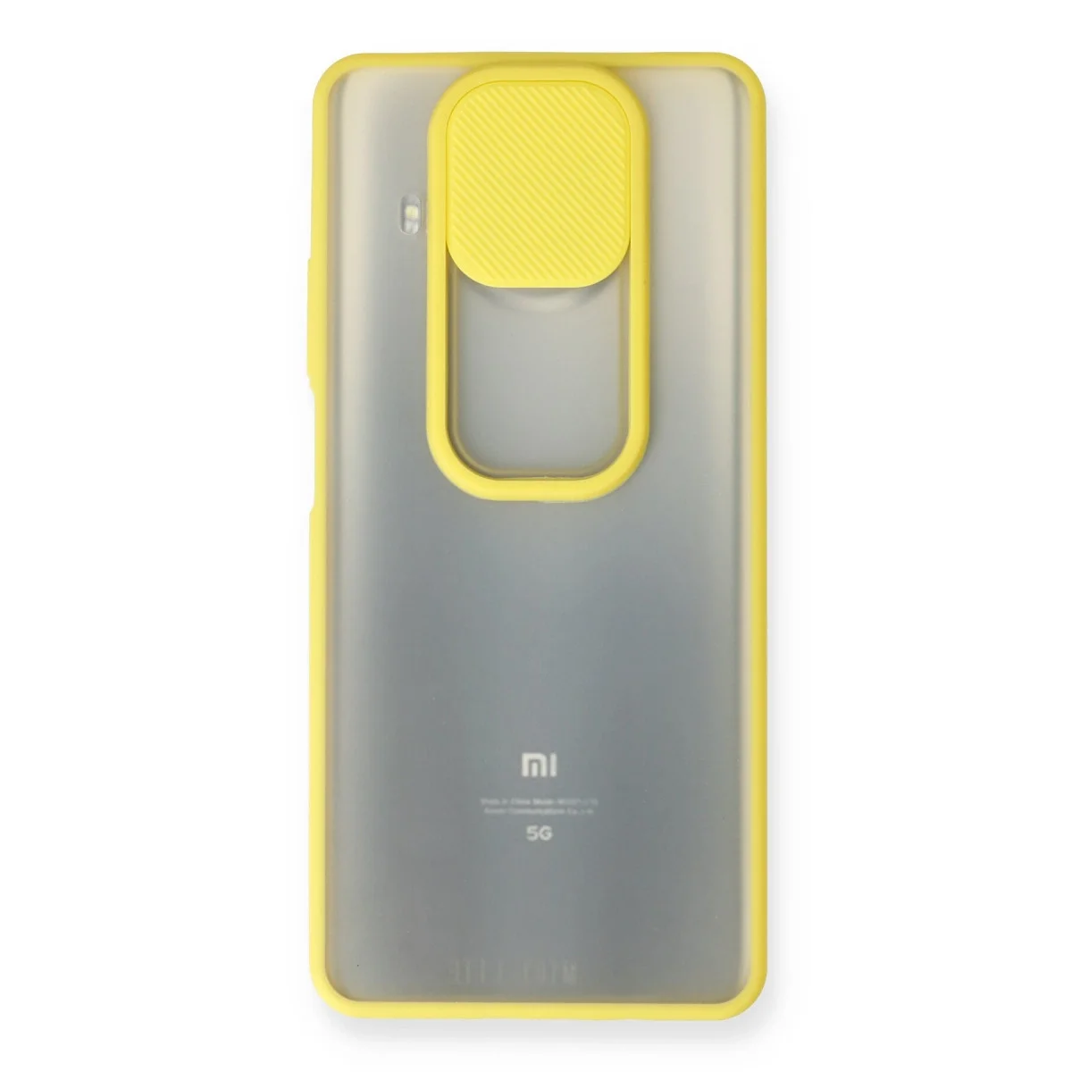 Xiaomi Mi 10t Lite Kılıf Palm Buzlu Kamera Sürgülü Silikon - Sarı görsel 2