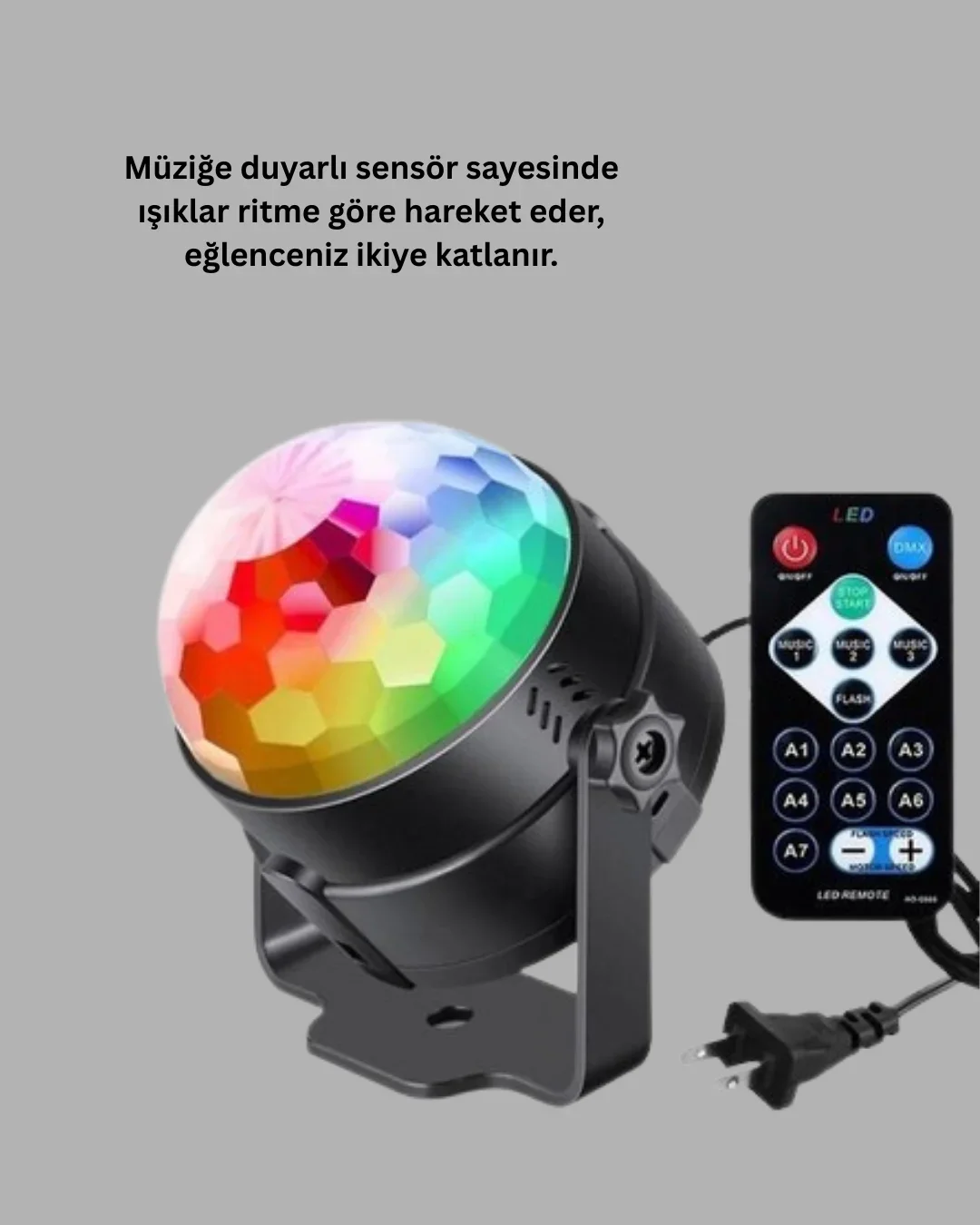 RGB LED Disko Küresi 7 Modlu Uzaktan Kumandalı görsel 4