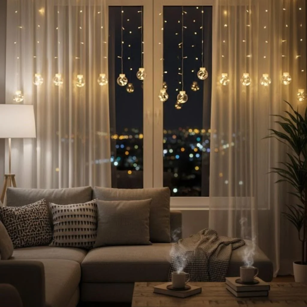 10 Sarkıtlı Kumandalı Dekoratif Top İçi Mini Toplu LED Günışığı Rengi Dekoratif Aydınlatma görsel 2
