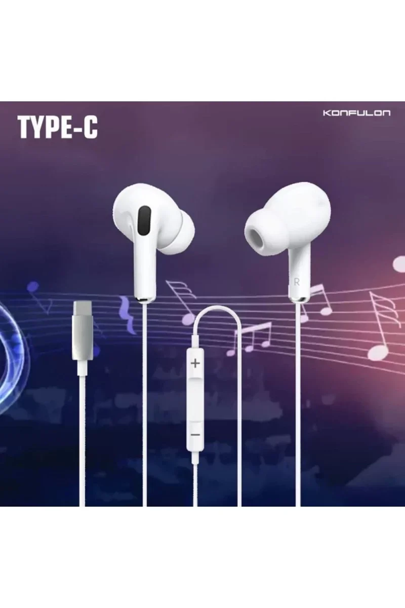 Konfulon INA16 Type-C Kablolu Kulak İçi Kulaklık - Beyaz görsel 2