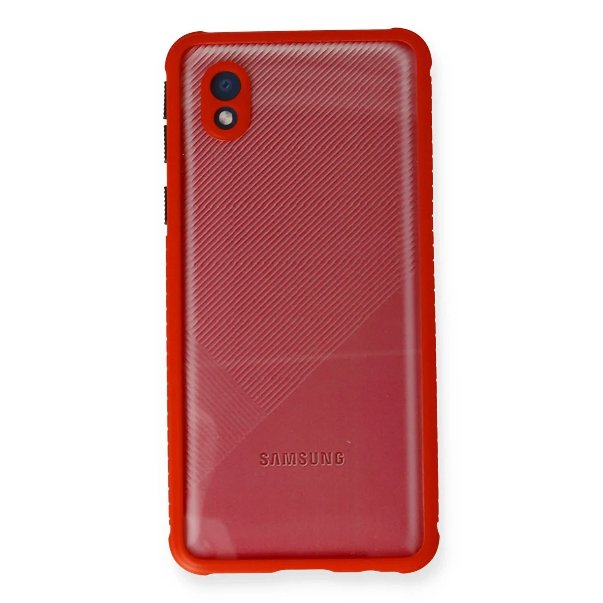 Samsung Galaxy A01 Core Kılıf Miami Şeffaf Silikon - Kırmızı görsel 2