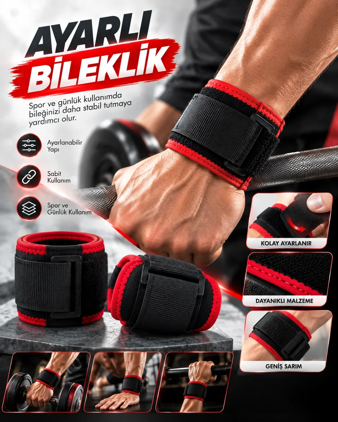 Günlük Kullanıma Uygun Ayarlanabilir Bileklik Cırt Cırtlı Pratik Tasarım