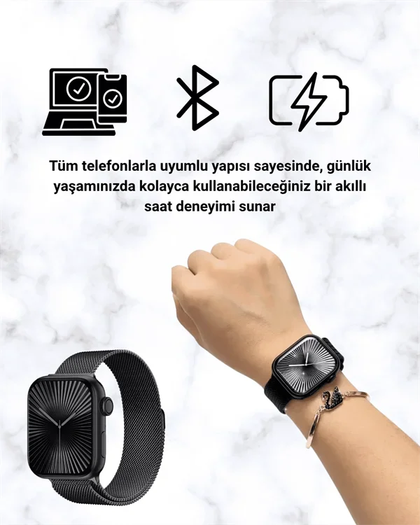 SQ-16 ni Series 10 Akıllı Saat – 3 Kordon + Hediye Bileklik görsel 3