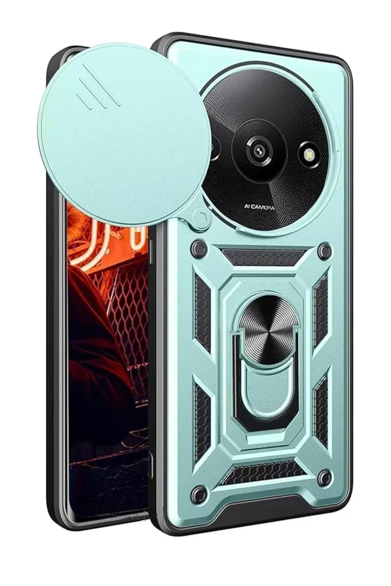 Xiao Red A3 4G Kılıf Pars Lens Yüzüklü Silikon - Yeşil