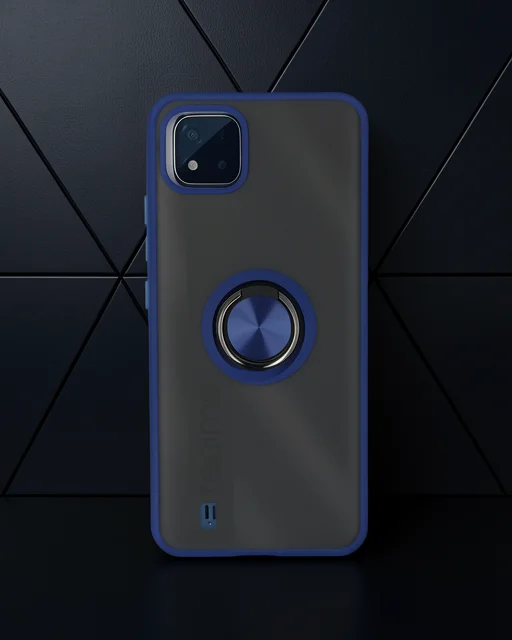 Realme C11 2021 Kılıf Montreal Yüzüklü Silikon Kapak - Lacivert