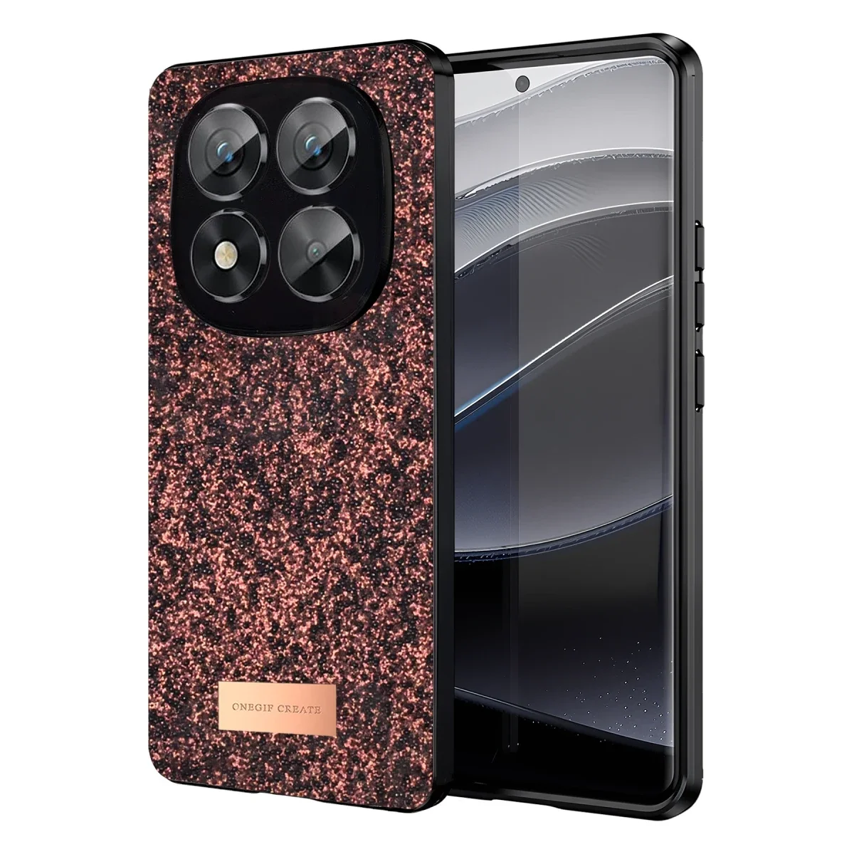 Onegif Xiaomi Redmi Note 14 Pro 5G Bright Simli Kapak - Derin Mor