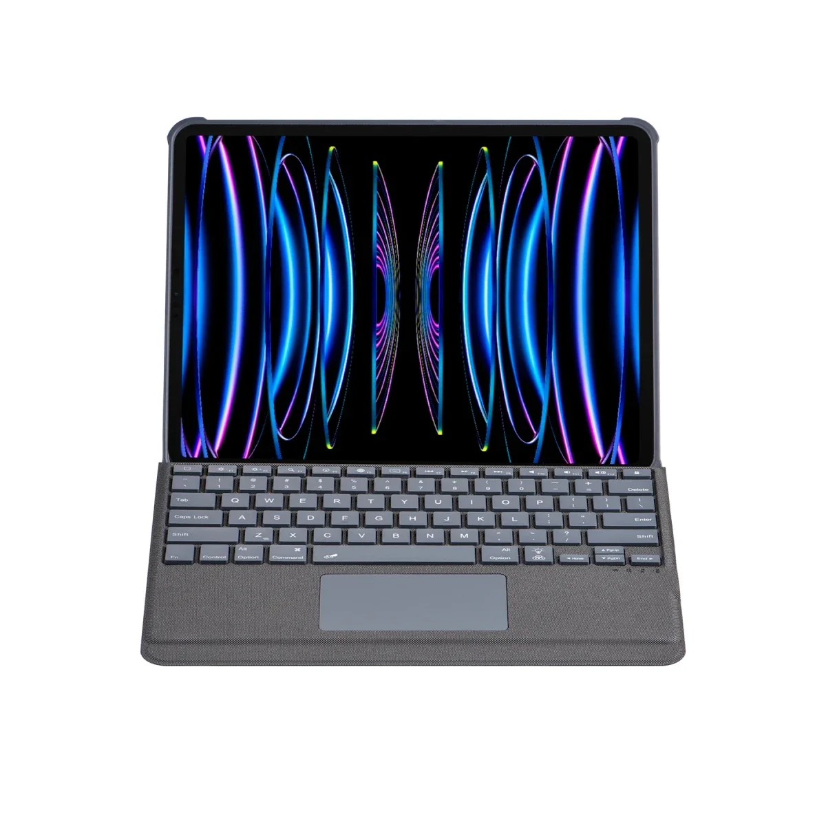 Apple T5509D iPad Pro 12.9 (2022) Kılıf Palermo Ledli Klavyeli Standlı Tablet Kılıfı - Siyah