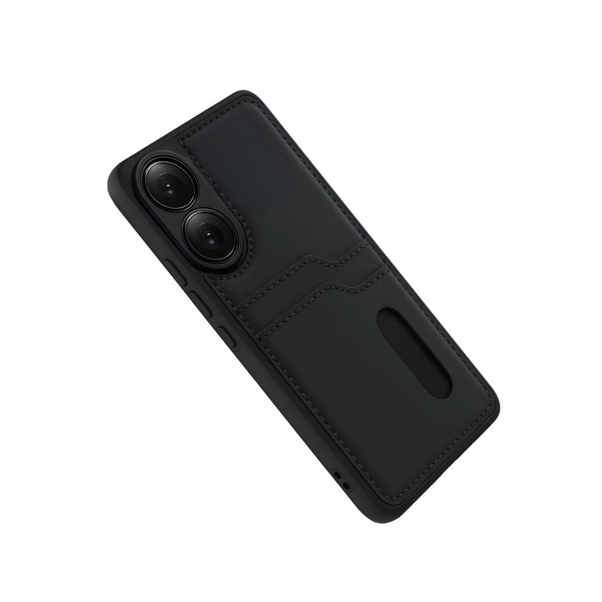 Oppo A38 Sara Kartvizitli Deri Kılıf - Siyah görsel 5