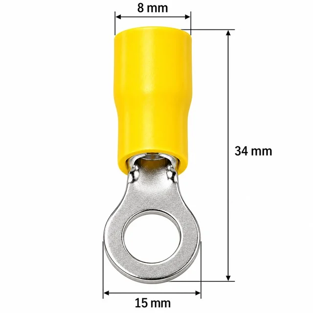 PM-39078 4-6mm2 Kesit 34x15x8mm Soket Sarı İzoleli Kablo Pabucu (100’lü Paket) görsel 2