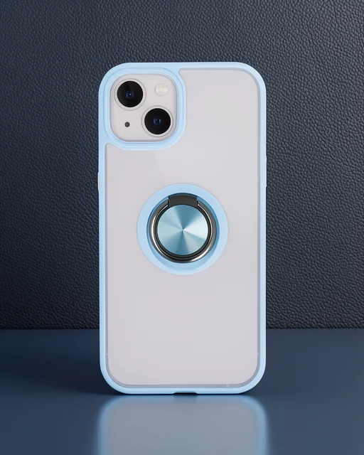 Apple İphone 13 Kılıf Montreal Yüzüklü Silikon Kapak - Buz Mavi