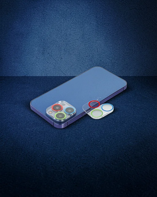 Apple İphone 12 Pro Max Renkli Kamera Lens Koruma Cam - Mavi-yeşil