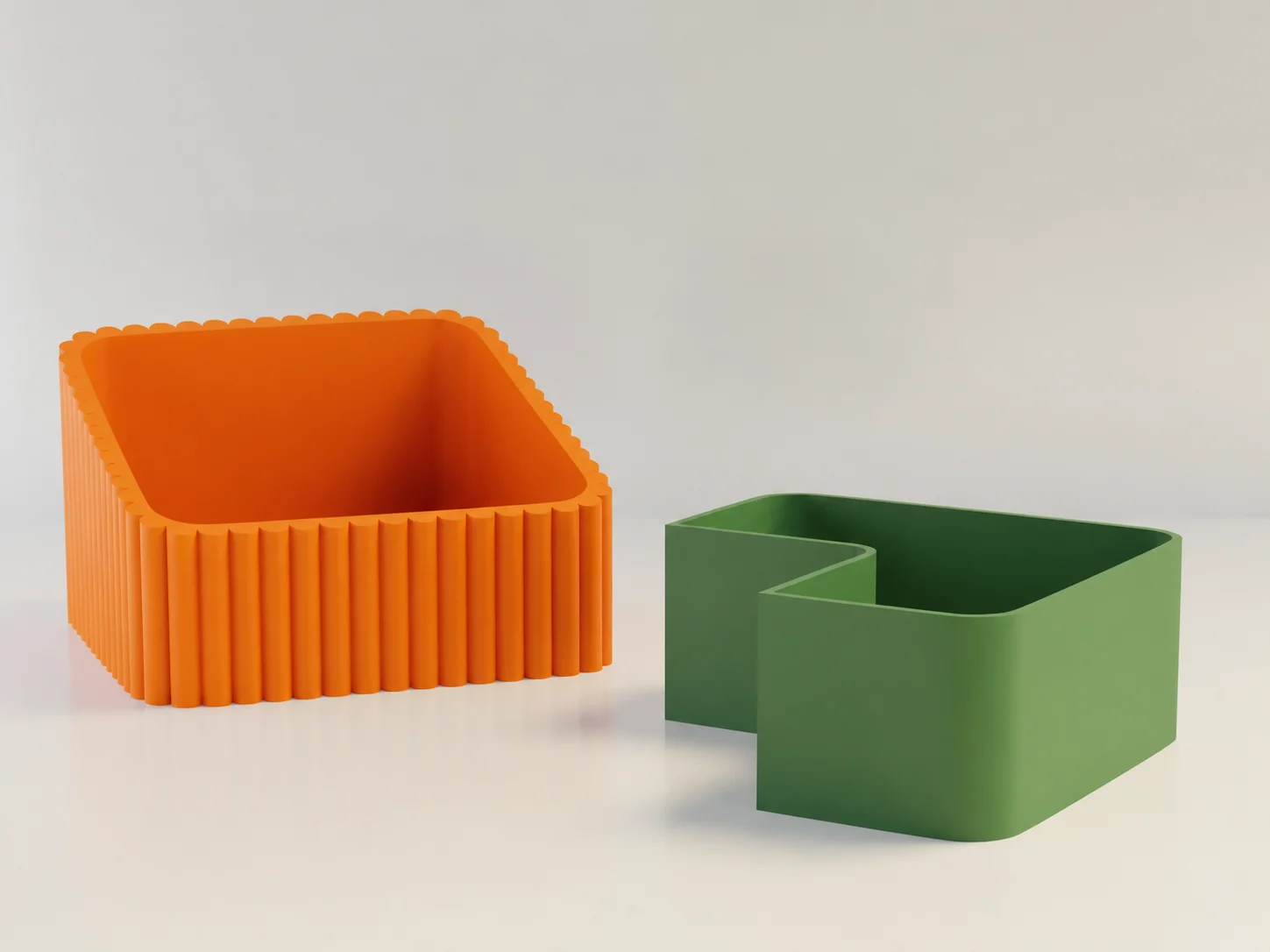 3D Baskı Fıstık Kasesi - Çift Hazneli Kabuk Ayırıcı Sunum Kasesi - Turuncu Yeşil görsel 2