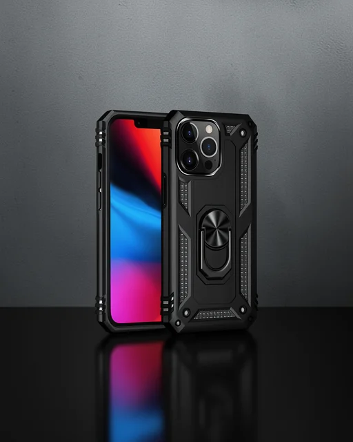 Apple İphone 14 Pro Kılıf Sofya Yüzüklü Silikon Kapak - Siyah