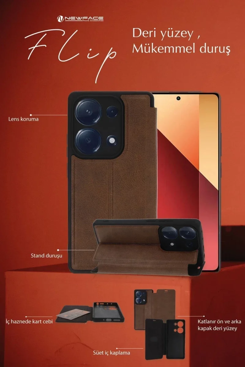 Realme Note 50 4G Kılıf Flip Cover - Kırmızı görsel 3
