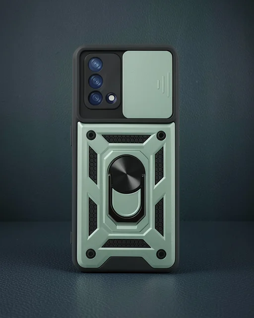 Oppo A74 4g Kılıf Pars Lens Yüzüklü Silikon - Yeşil